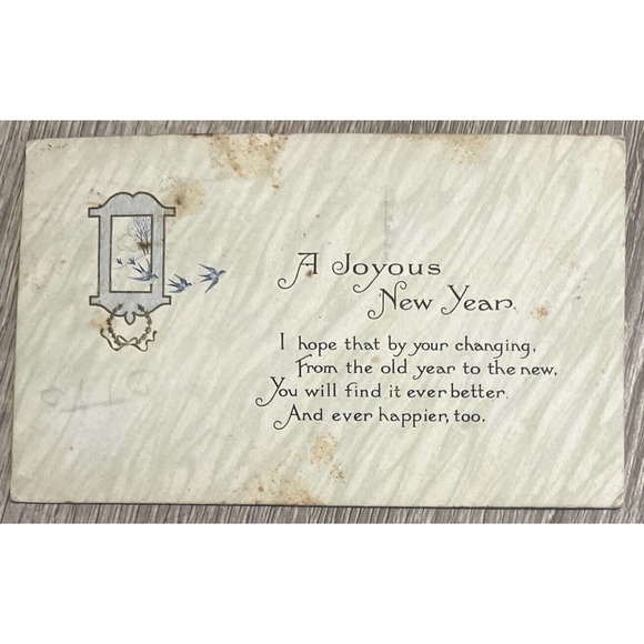 Postcard Vintage 1921 A Joyous New Year Grand Central New York Postmark Cursive - Picture 1 of 4